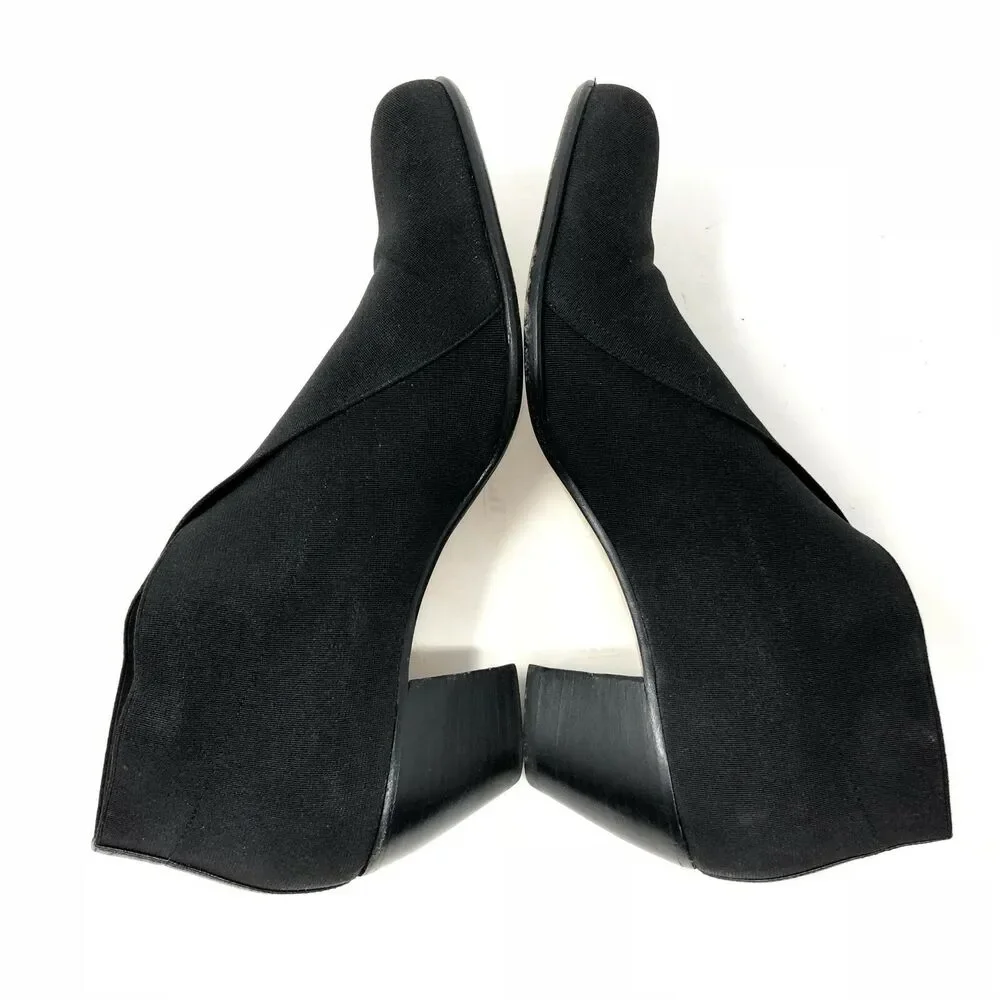 Walter Steiger Boots Womens 8.5 AA Black Fabric Heel Career Dress‎ Ankle Bootie